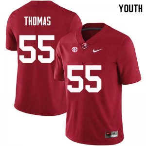 NCAA Youth Alabama Crimson Tide #55 Derrick Thomas Stitched College Nike Authentic Crimson Football Jersey AN17K73ZV
